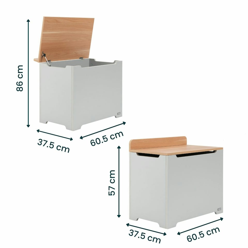 image 1 of Tutti Bambini Toy Box - Dove Grey/Oak