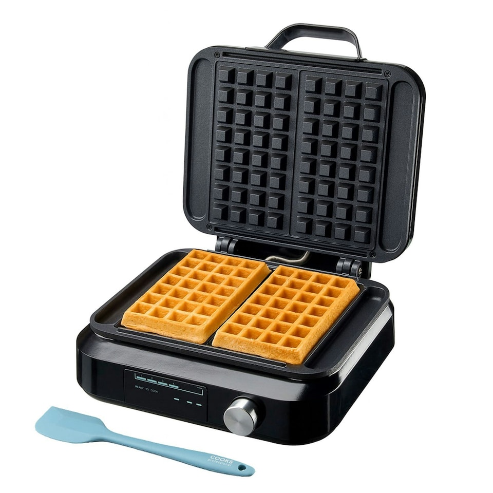 image 1 of Cooks Professional Digital Dual Waffle Maker Iron Machine with Non-Stick Plates, Adjustable Temperature & Spatula - 1500W