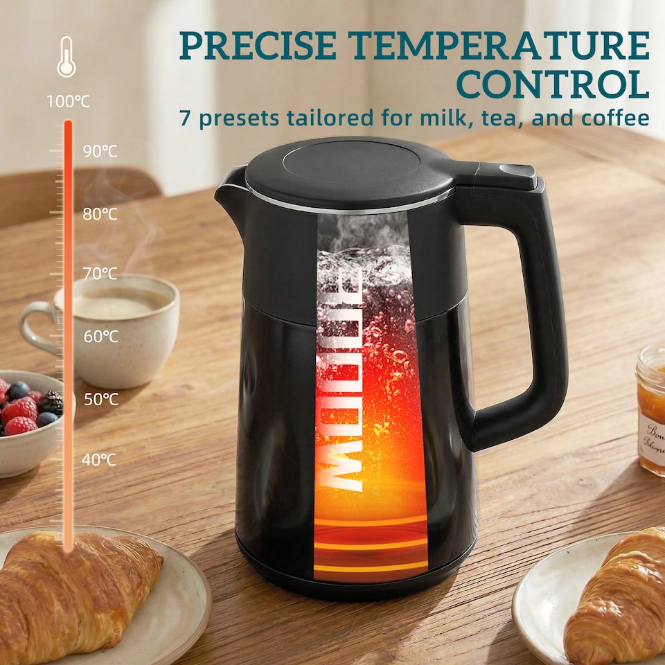 image 1 of HOMCOM 1.7L Fast Boil 3000W Electric Kettle with LED Display