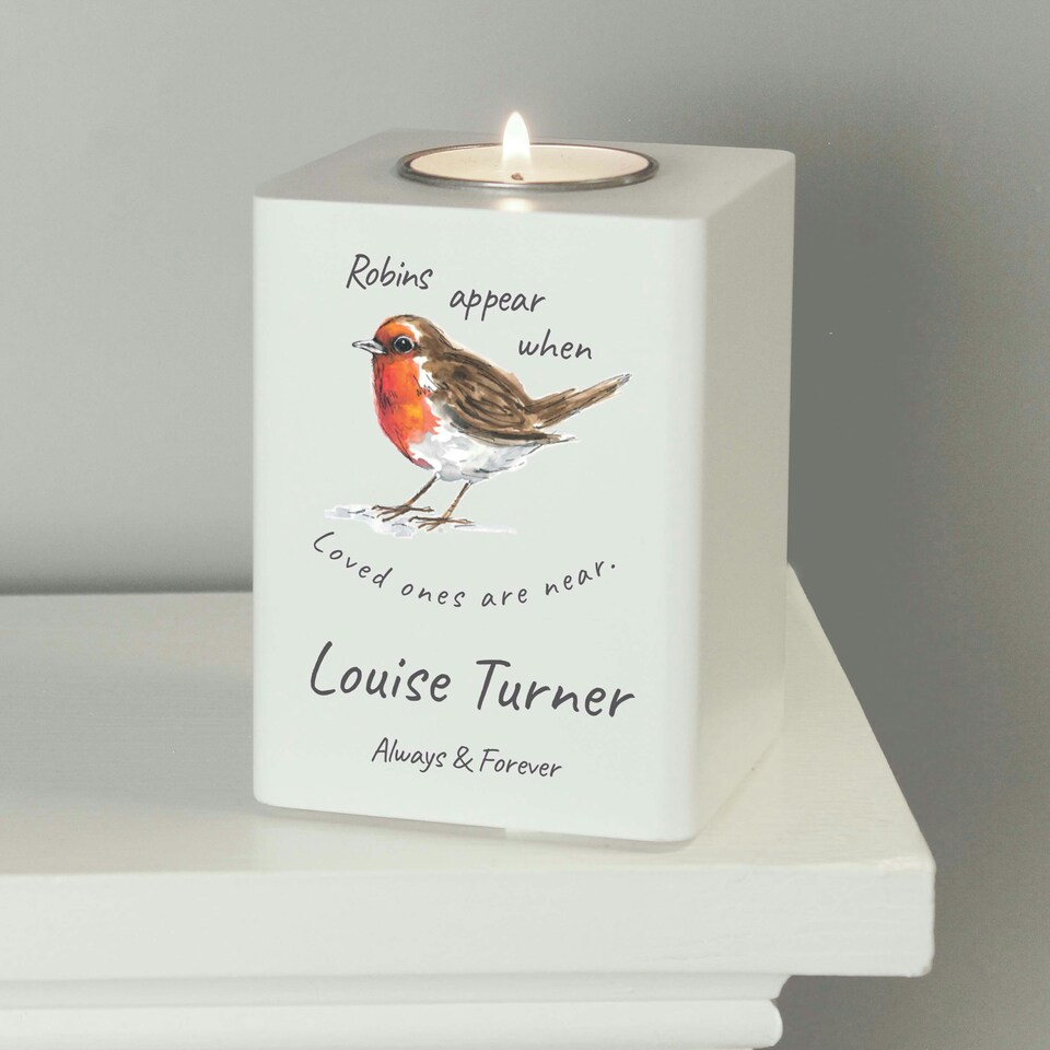 image 1 of Robins White Wooden Tea Light Holder White