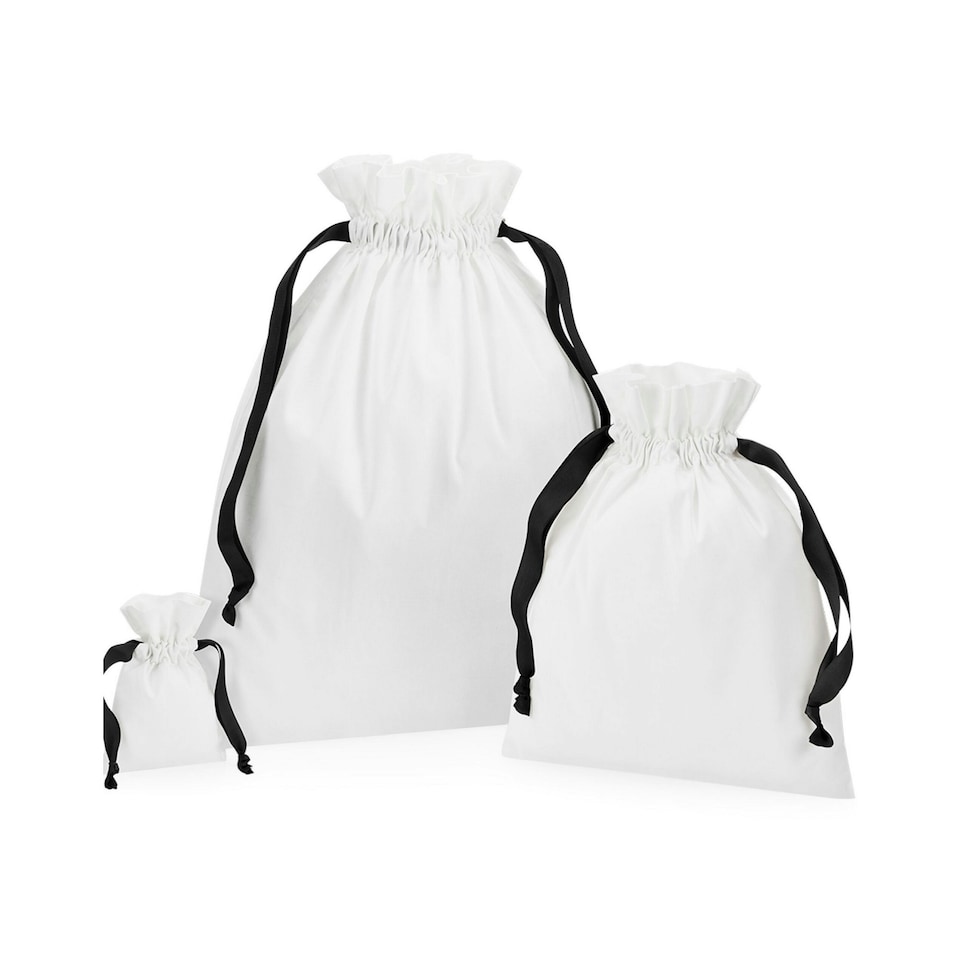 image 1 of Westford Mill Cotton Bag - Soft White/Black - 22cm x 15cm | White | One Size