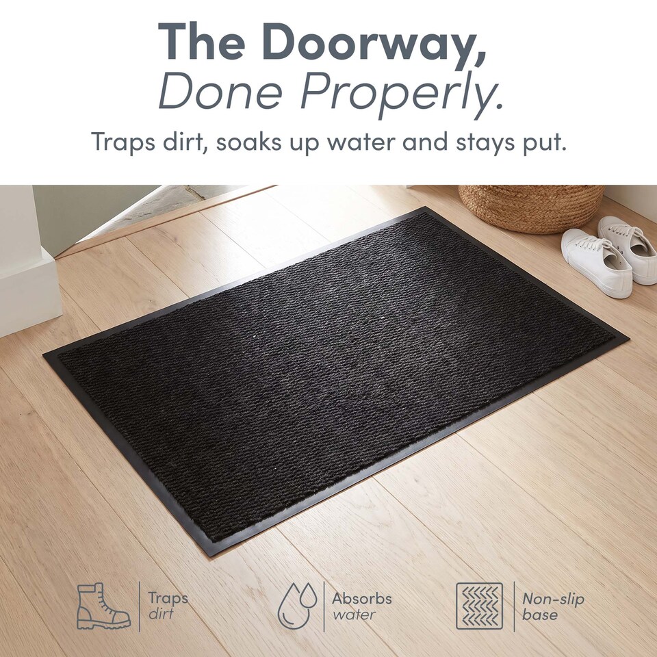 image 1 of Keplin Washable Non-Slip Doormat Indoor and Outdoor Dirt Trapping Water Absorbent
