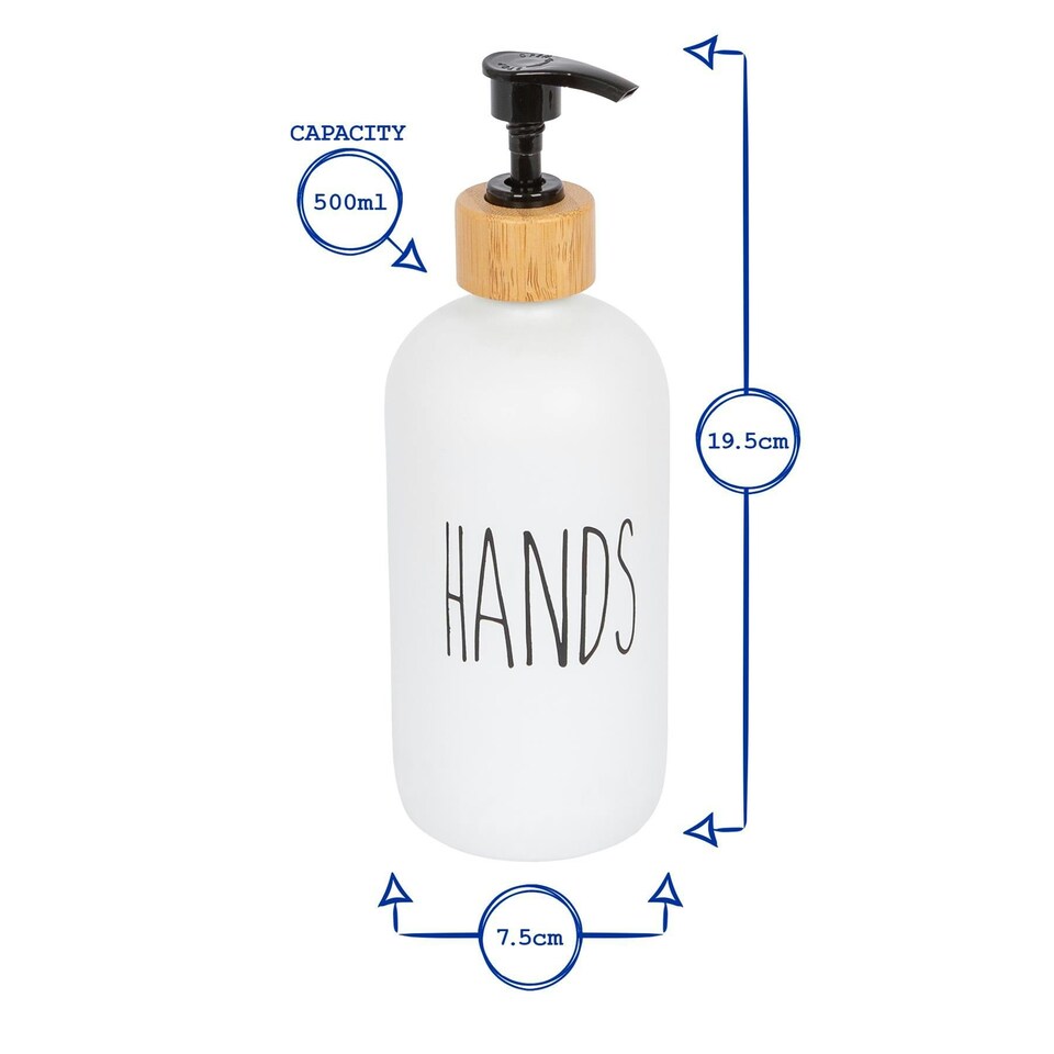 image 1 of Harbour Housewares 2pc Glass Hand & Dish Soap Dispenser Set with Ceramic Tray - 500ml - White/Black