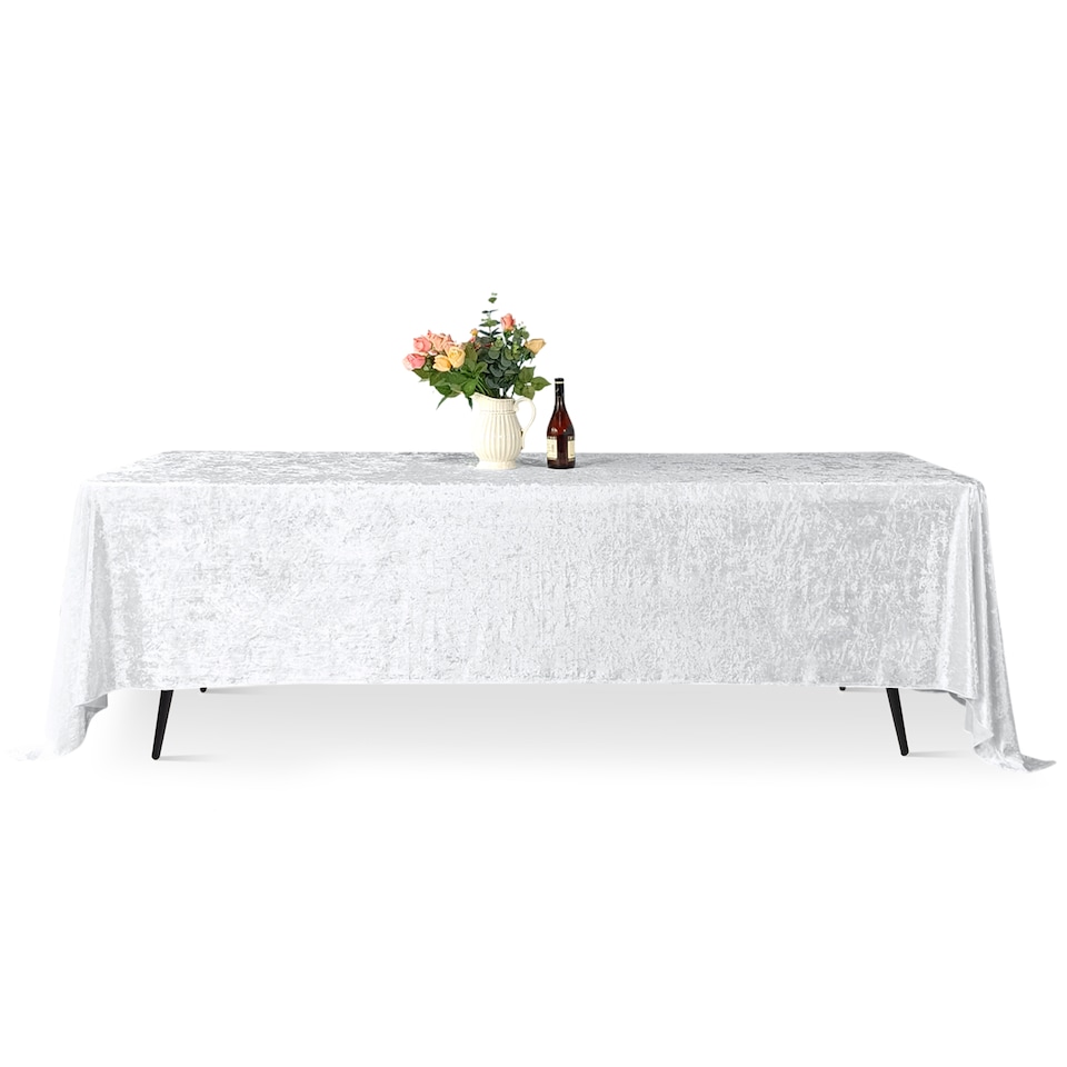image 1 of Rectangle Crushed Velvet Table Cloth, Washable Table Cover - 70" x 144"