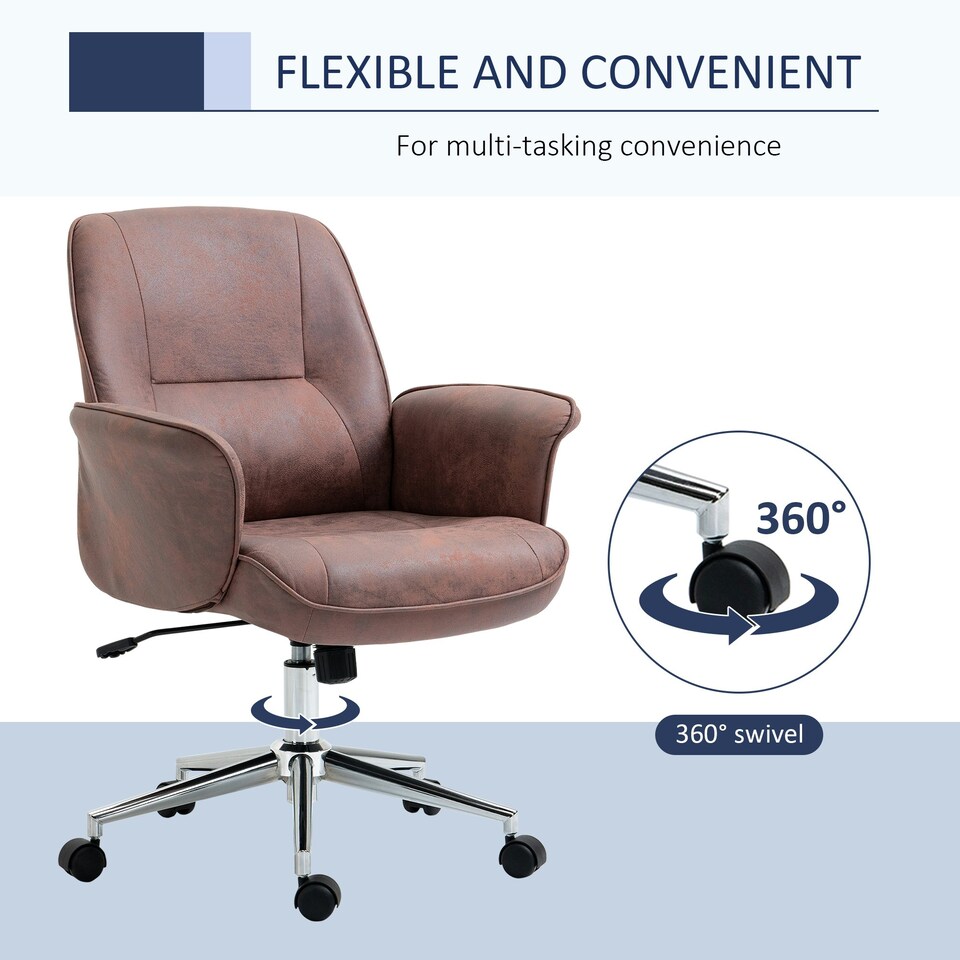 image 1 of Vinsetto Home Office Chair Microfibre Swivel Chair for Home Study, Red