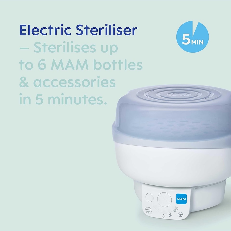 image 1 of MAM 6-in1 Anti-Colic Electric Baby Bottle Steriliser & Express Bottle Warmer Set