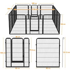 Yaheetech 6 Metal Dog Playpen Panels, 80 × 100 cm Black