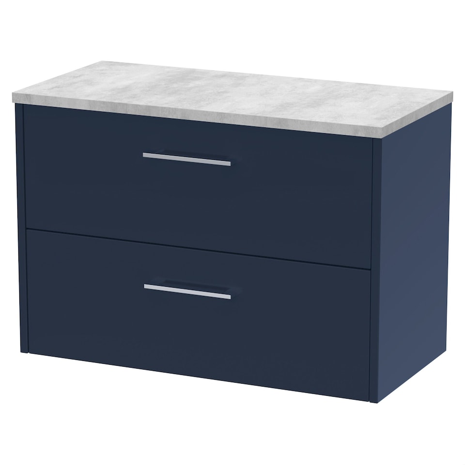 image 1 of Balterley Winshill Contemporary 2 Drawer Wall Hung Vanity Unit with Laminate Worktop, Woodgrain Dark Grey, 800mm