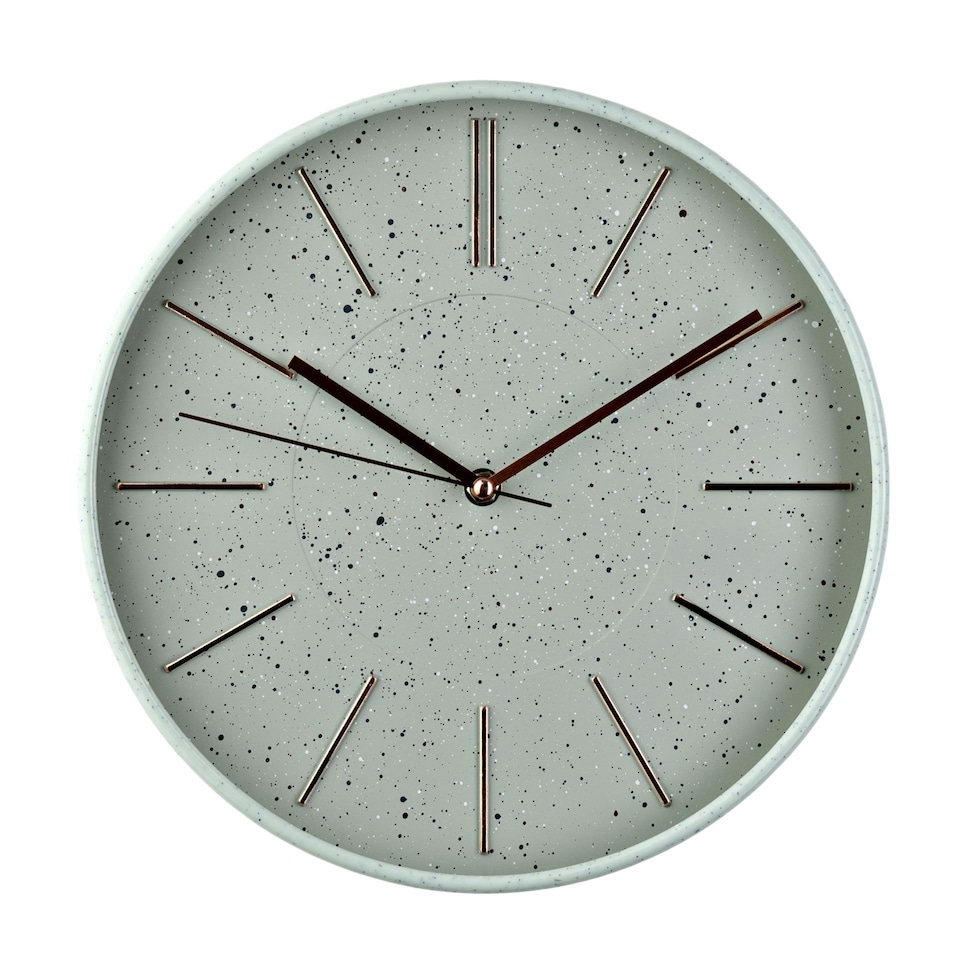 Hometime Round Wall Clock Speckled Face 12" | Green