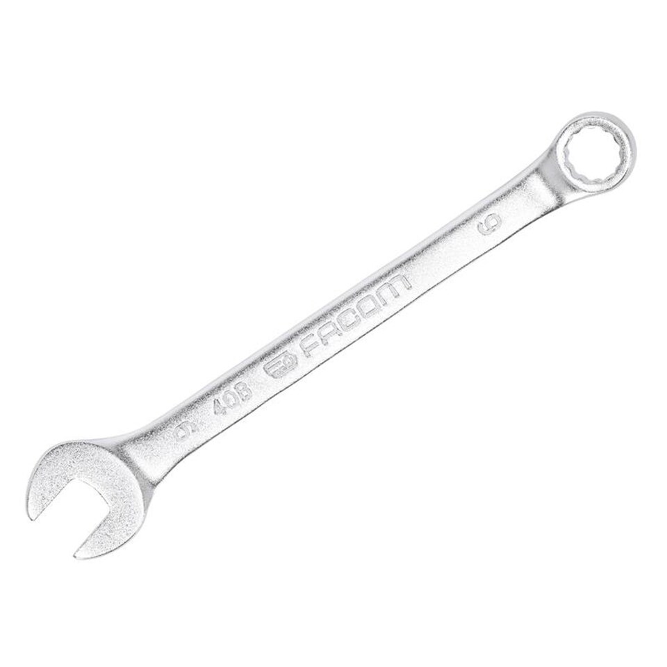 Facom 40B.9 Slim Metric Combination Spanner 9mm - 12-Point OGV, 15  Degree Offset, Matt Chrome Finish