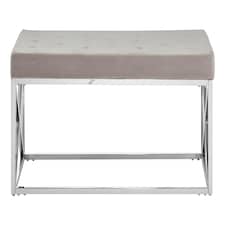 Interiors by Premier Mink Tufted Bench with Silver Stainless Steel Frame, Luxe Velvet Upholstered Accent Bench, Mink-Toned Seat Brown
