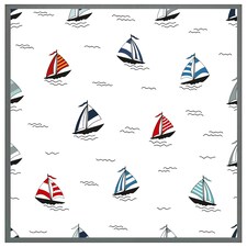Red & blue sailboats (Picture Frame) Grey | M