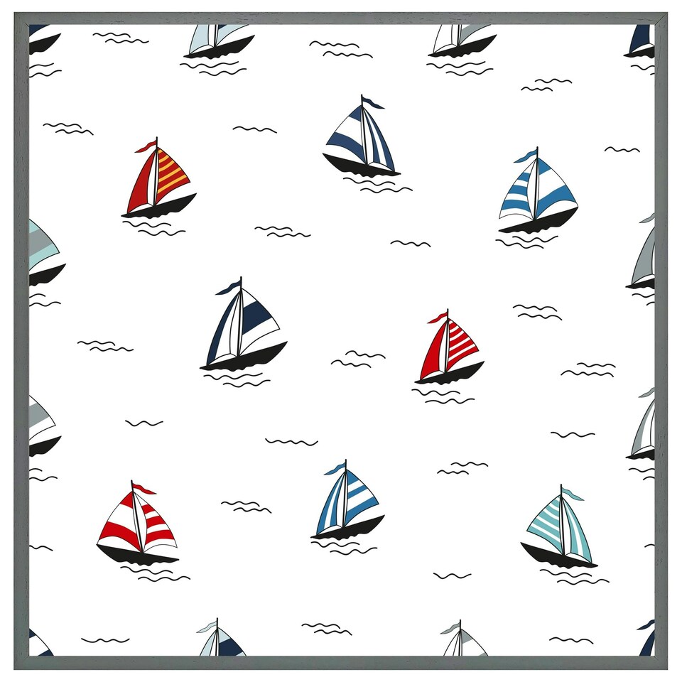 image 1 of Red & blue sailboats (Picture Frame) Grey | M