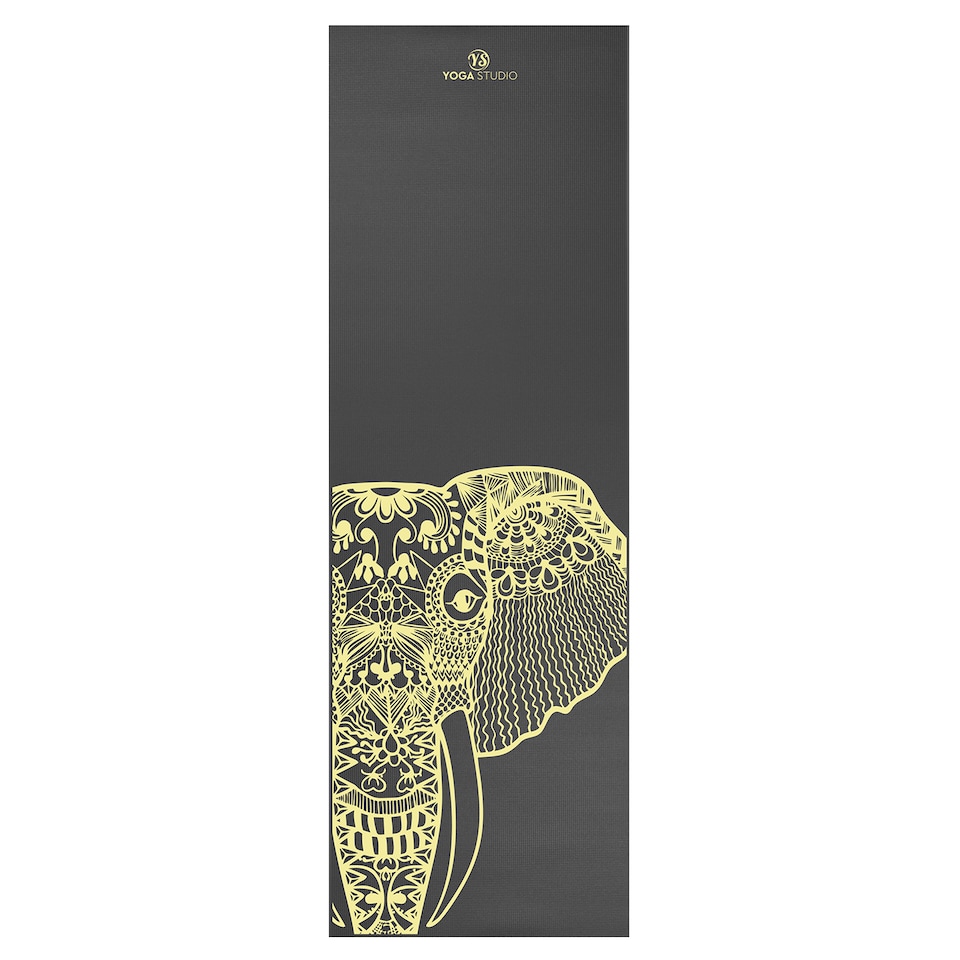 image 1 of Yoga Studio Designed Sticky Yoga Mat 6mm - Grey Yellow Elephant | Multi | Grey Yellow Elephant | 183cm x 61cm x 6mm