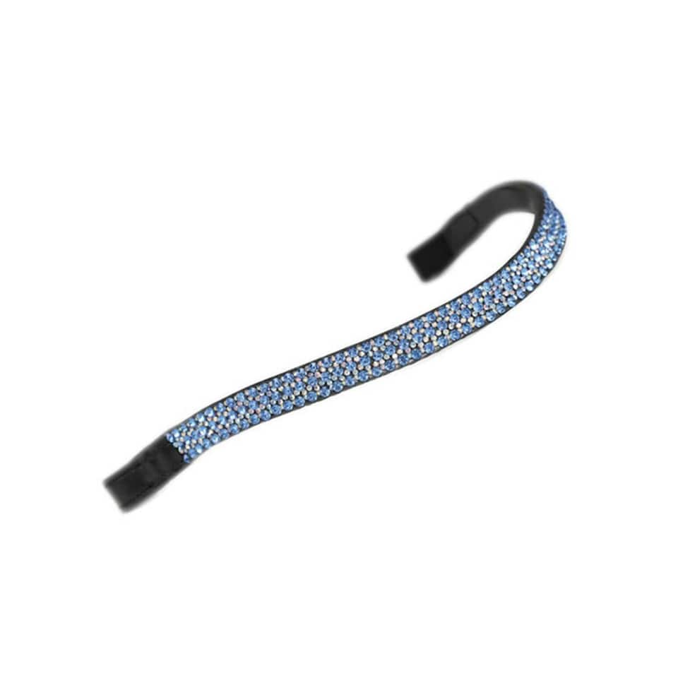 Aviemore Wide Leather Horse Diamante Browband - Blue/Black - Full