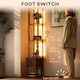image 5 of HOMCOM LED Floor Lamp, Standing Lamp with Shelves and Fabric Drawer, Brown | Brown