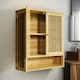 image 5 of Wooden Bathroom Wall-Mounted Storage Cabinet Organiser Natural Brown Brown