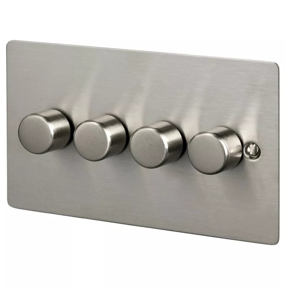 image 1 of Volex Crabtree 4-Gang Dimmer Light Switch - Flush Style