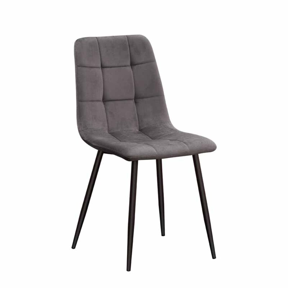 image 1 of Chair - Tufted Fabric/Metal - L52 x W44 x H86 cm - Grey/Black