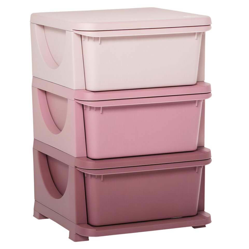 image 1 of HOMCOM Kids Storage Units with Drawers 3 Tier Chest Dresser Tower Cream