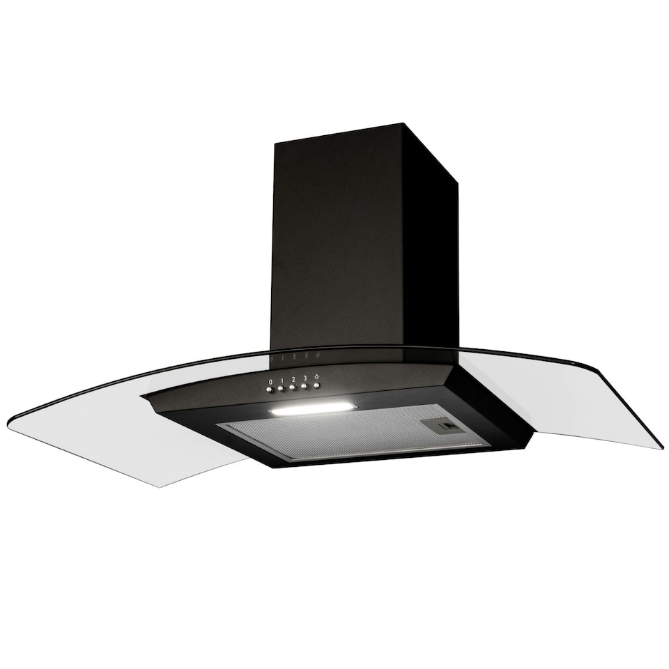 image 1 of SIA CGH80BL 80cm Curved Glass Chimney Cooker Hood Extractor Fan In Black