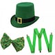 image 1 of Pack of 6 Irish Buckle Hat, Bow Tie + Braces Green | One Size