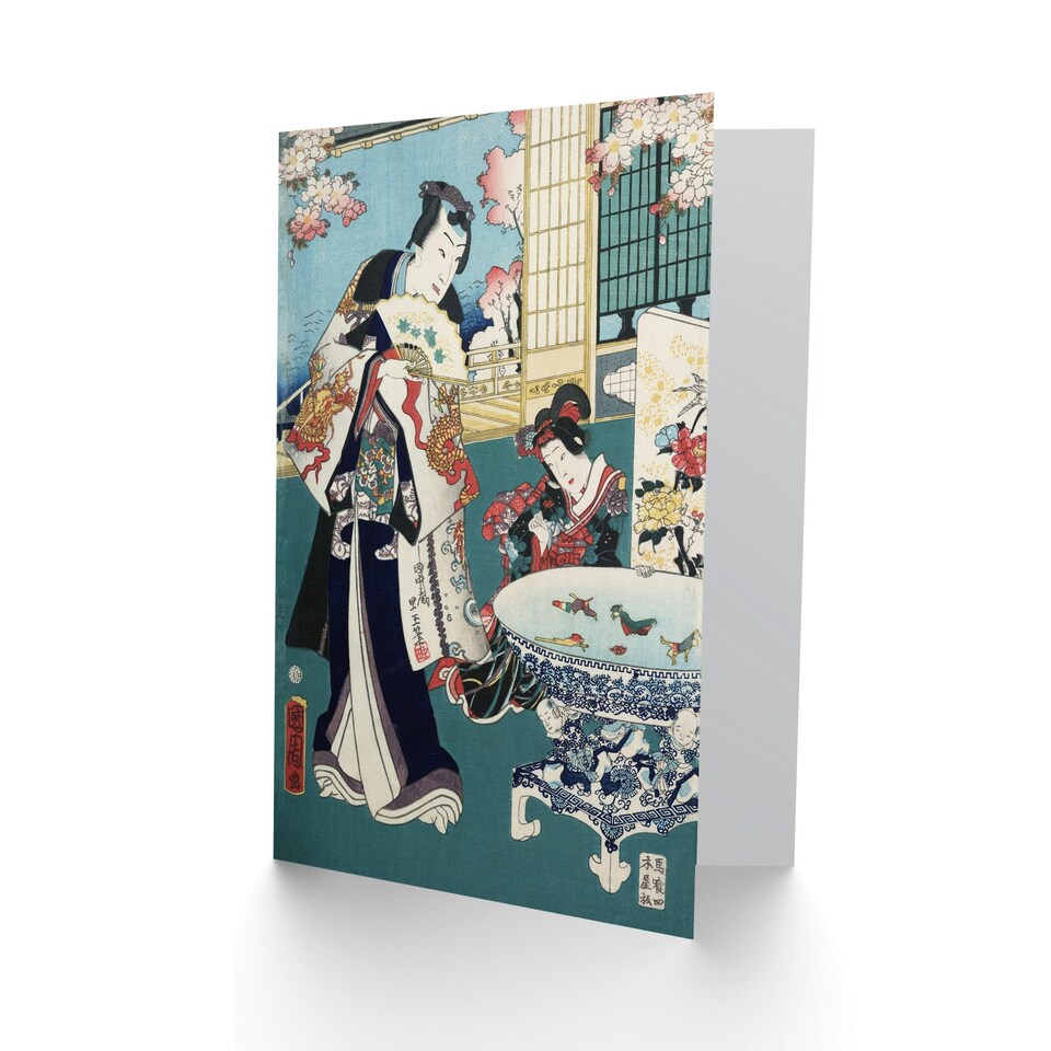 image 1 of Toyohara Kunichika Japanese Art Card Spring Outing in a Villa