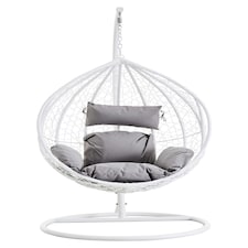 Interiors by Premier Cut Out Sides White Hanging Chair with Round Base, Comfortable Seating Swing Chair, Easy to Clean Chair