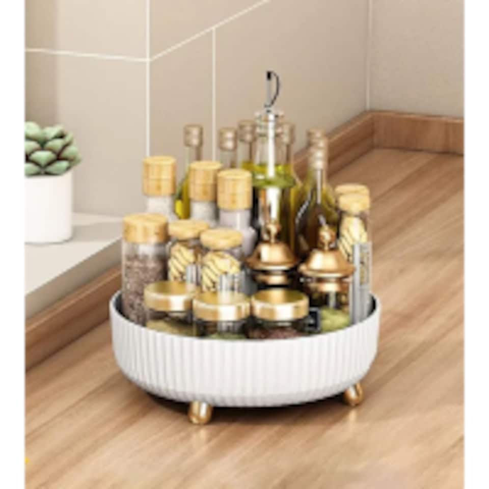 image 1 of 360 Rotating Storage Rack Turntable Organizer for Kitchen & Cosmetics
