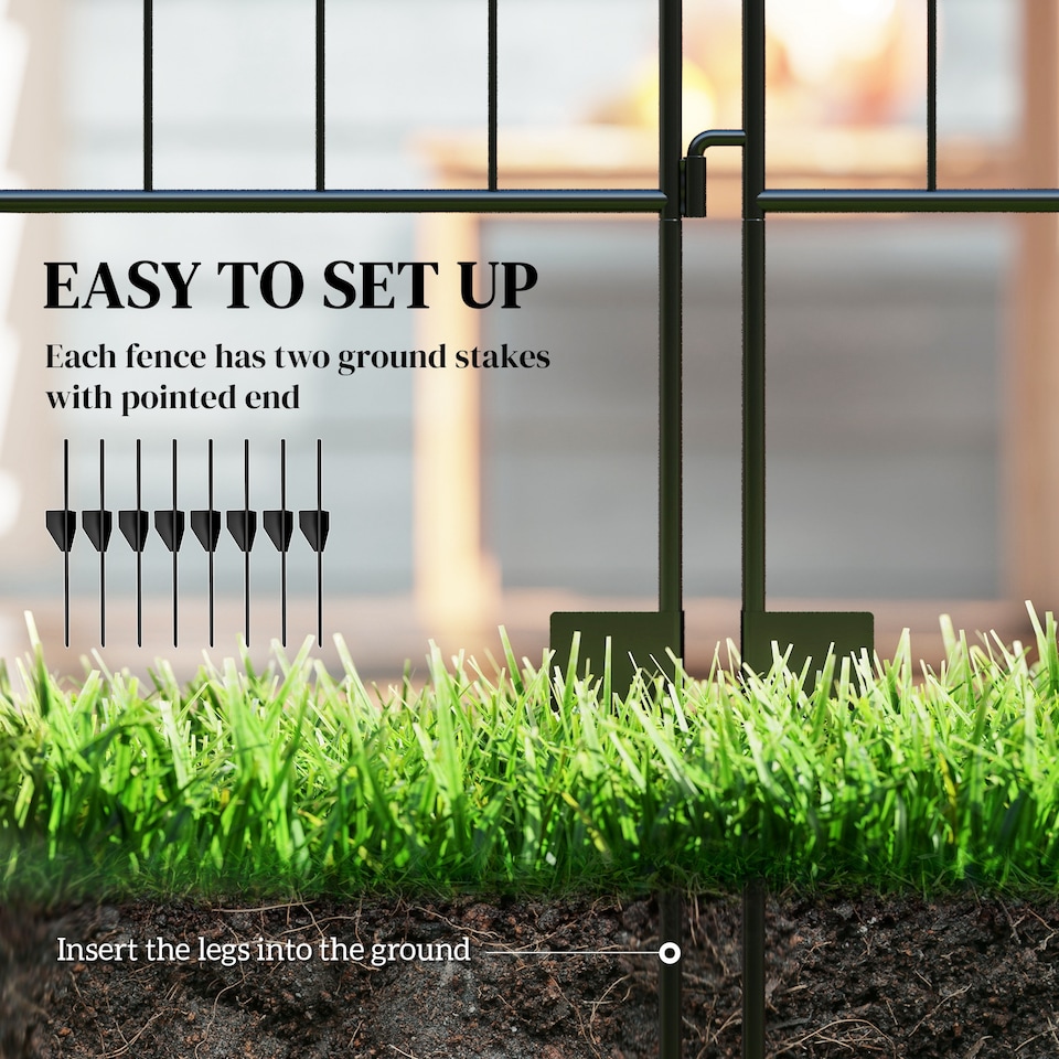 image 1 of Outsunny Garden Decorative Fence 4 Panels 44in x 12ft Steel Wire Border Edging