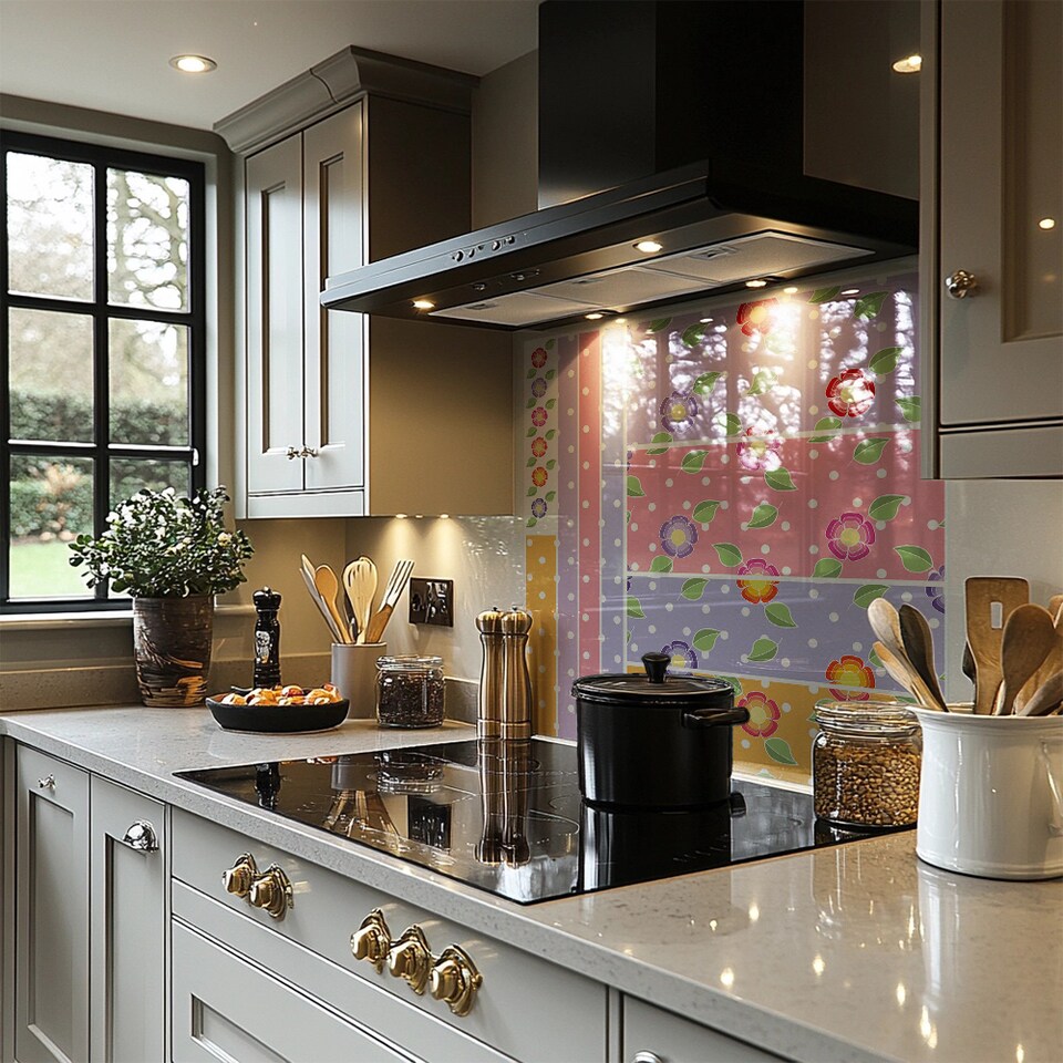 image 1 of Bohemian Chic  Ink Pattern With Boho Feathers Splash Back | White