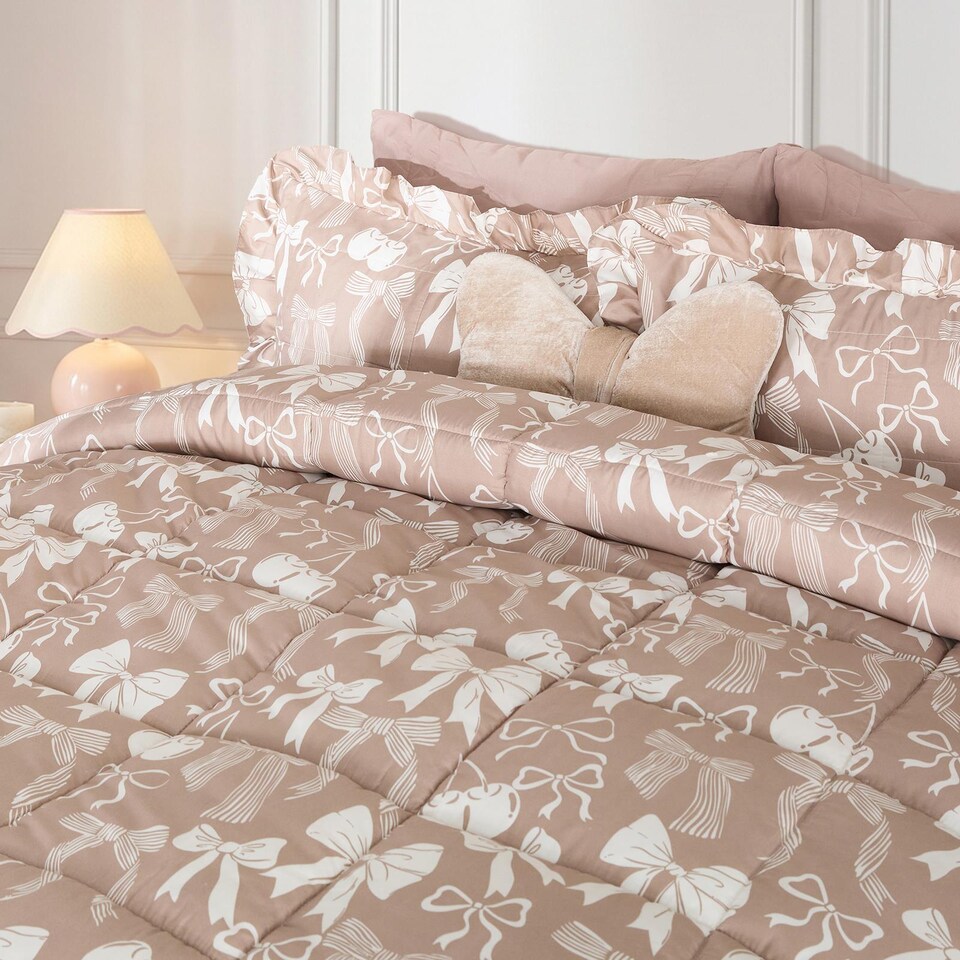 image 1 of OHS Bows Frill Edge Coverless 7.5 Tog Duvet Set with Pillowcase