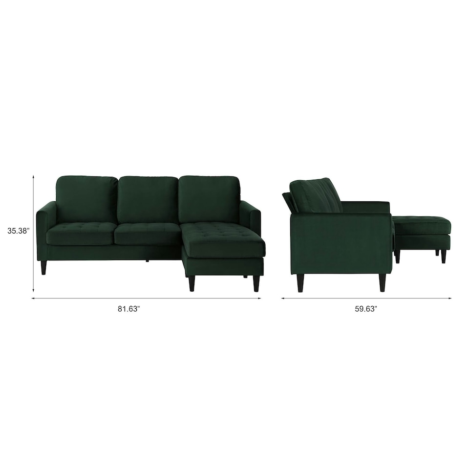 image 1 of Strummer Reversible Sectional Sofa Green | Green | Green | Three Seater