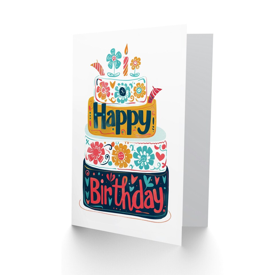 image 1 of Floral Cake Candles Flowers Woman Her Birthday Card