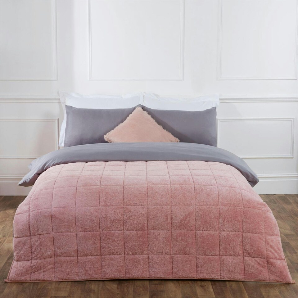 image 1 of OHS Teddy Fleece Weighted Blanket 6kg, 125x180cm - Blush Pink
