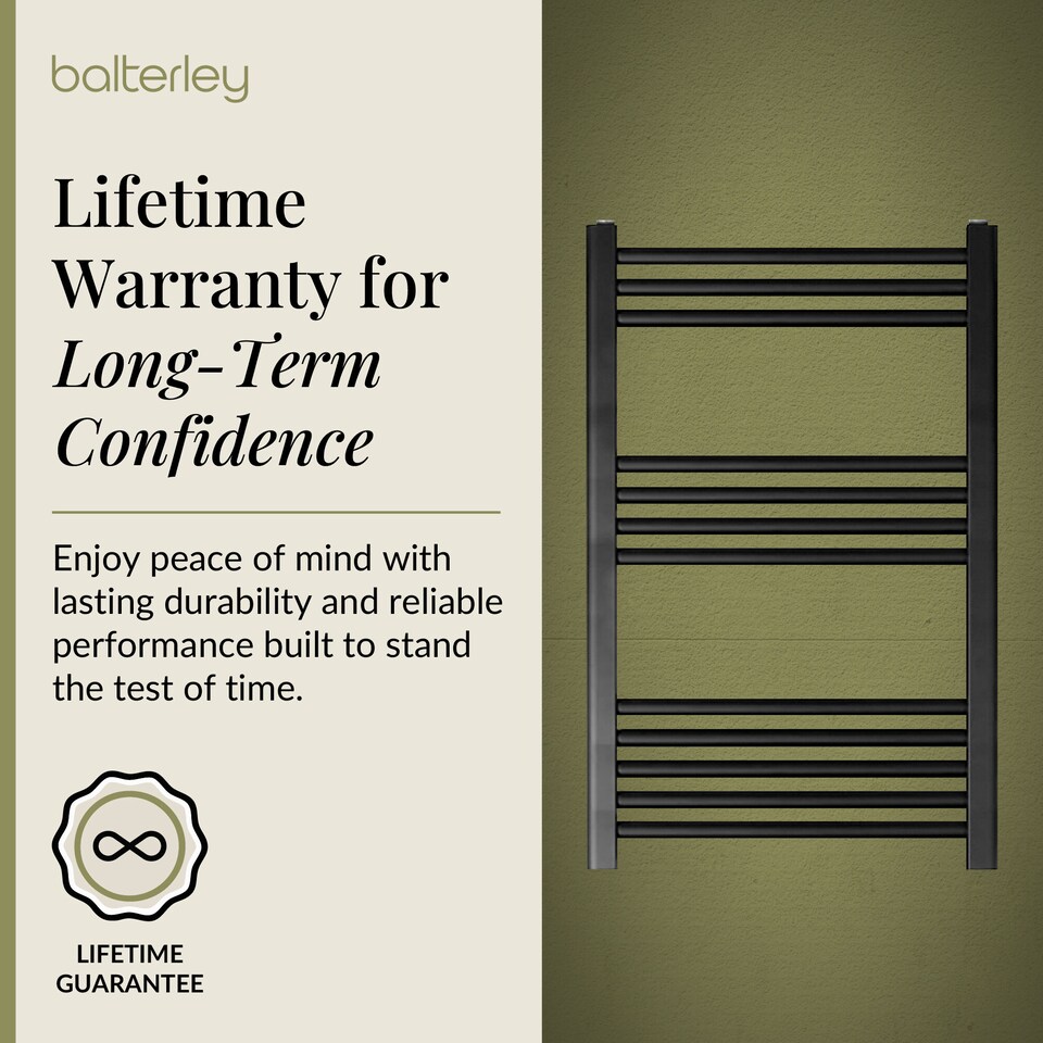 image 1 of Balterley Straight Heated Heated Towel Rail Radiator, 542W | Black | Matt Black