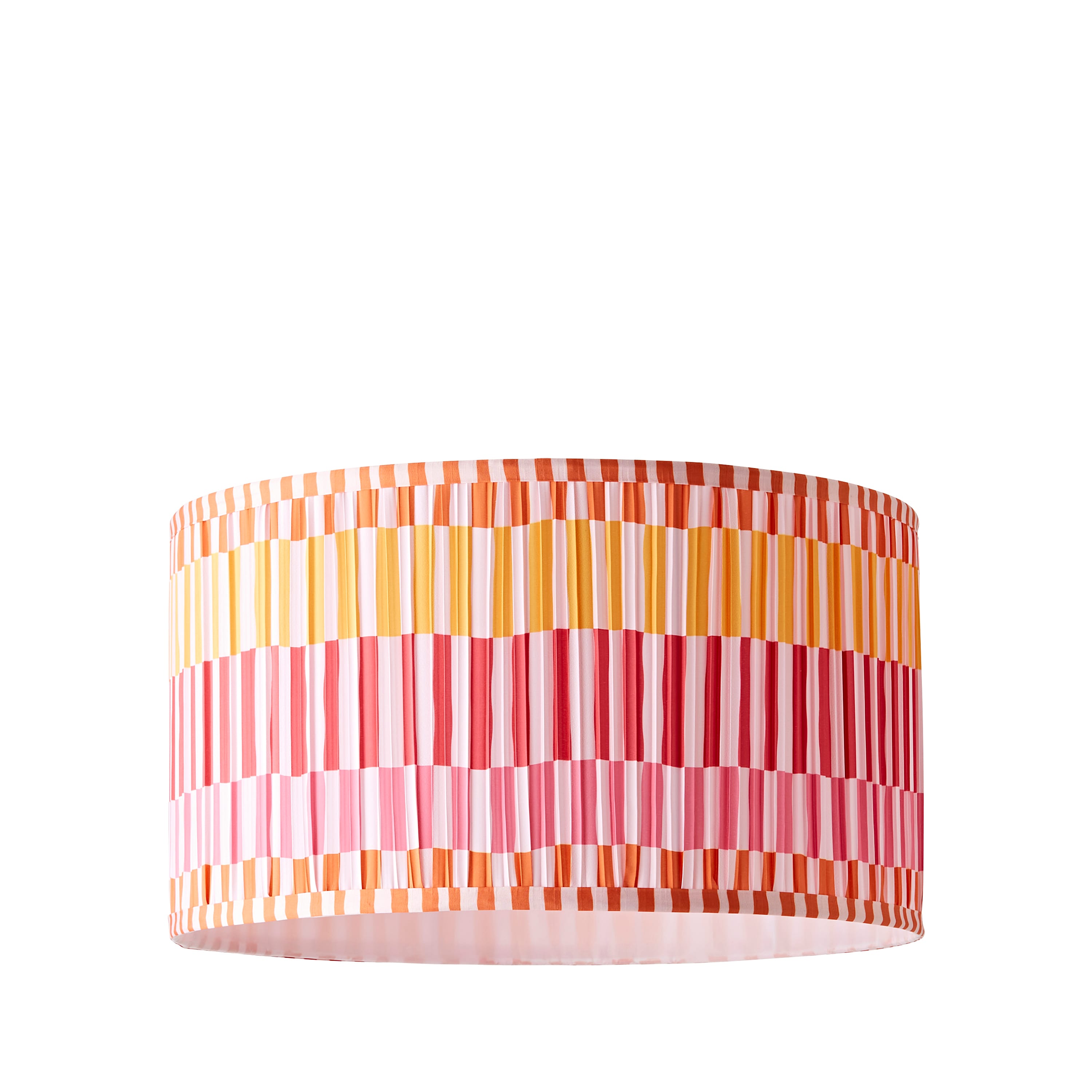 ValueLights Rae Pleated Stripe Multicolour Drum Easy Fit Light Lamp Shade & Bulb | Size: Large