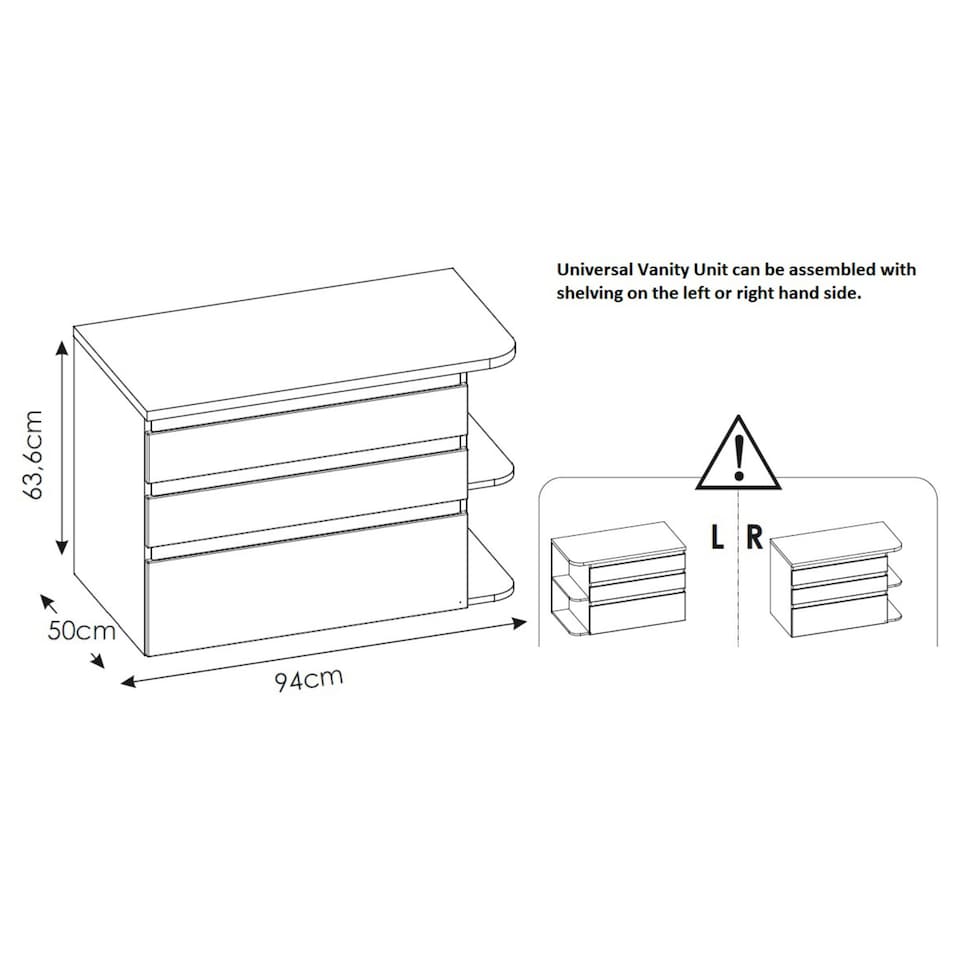 image 1 of Plat Bathroom Vanity Unit, Oak Countertop - White Gloss W940xH635mm