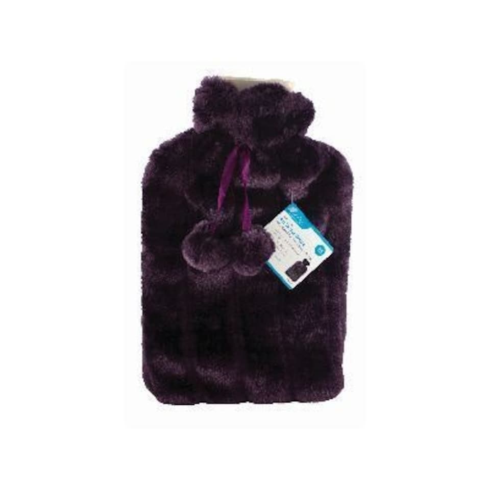Ashley Hot Water Bottle & Plush Faux Fur Cover - 2L - Purple
