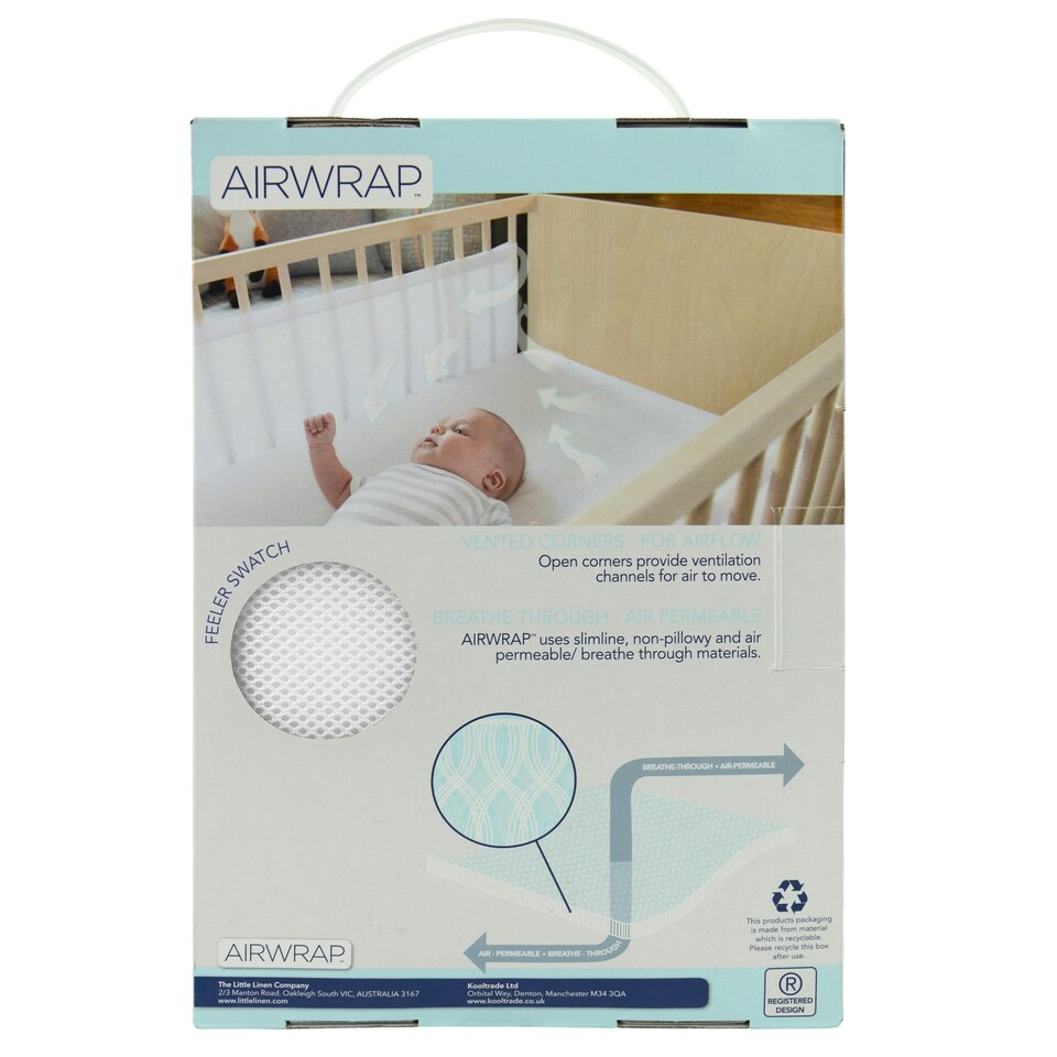 image 1 of Airwrap™ Mesh 2 Sided Cot Liner - Bumper Alternative, White