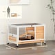 image 7 of PawHut Wooden Guinea Pig Hutch 2-Floor Design w/ Wheels, Yellow