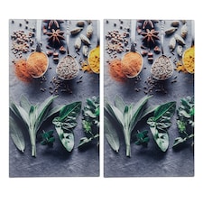 2 Pcs Glass Stove Cover Chopping Boards Worktop Protectors | Grey | Spice Design | 2