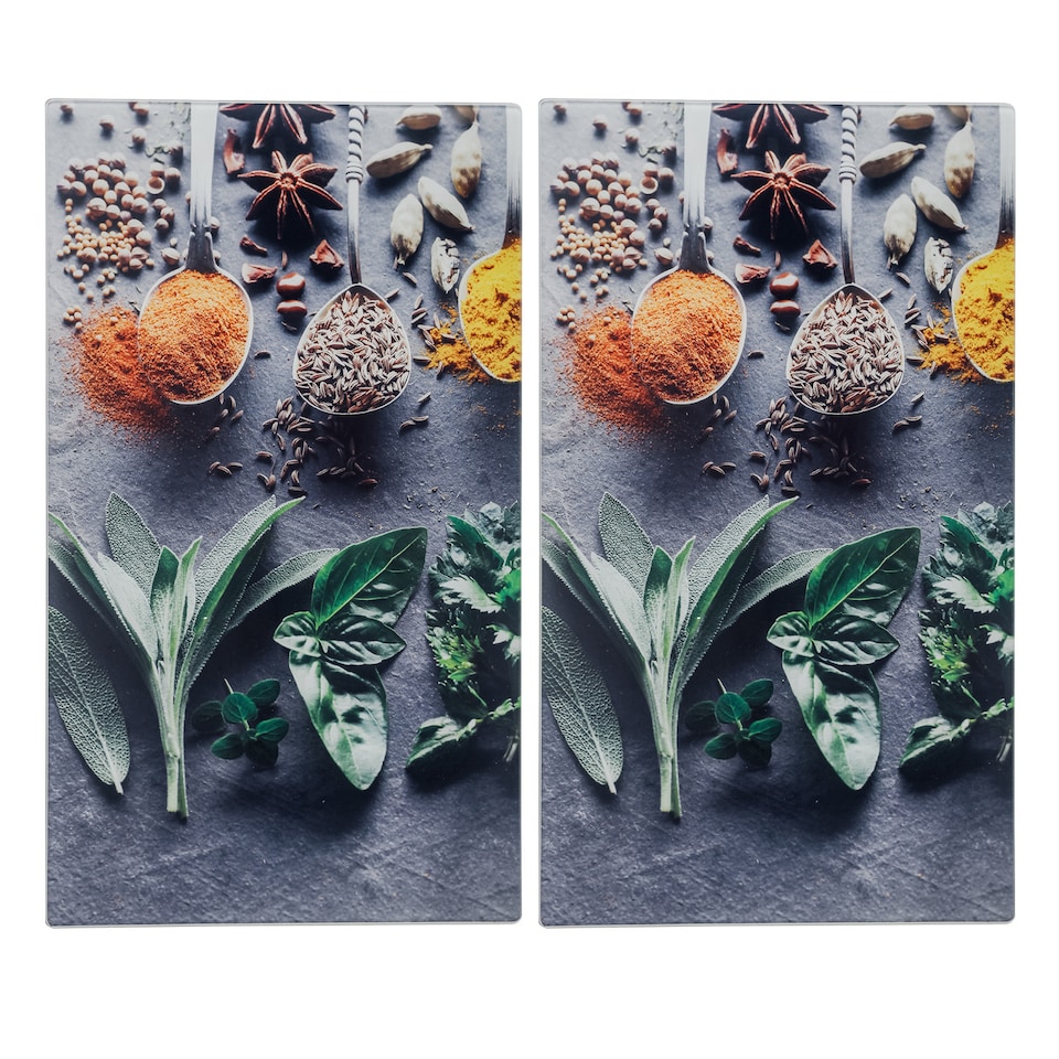 image 1 of 2 Pcs Glass Stove Cover Chopping Boards Worktop Protectors | Grey | Spice Design | 2