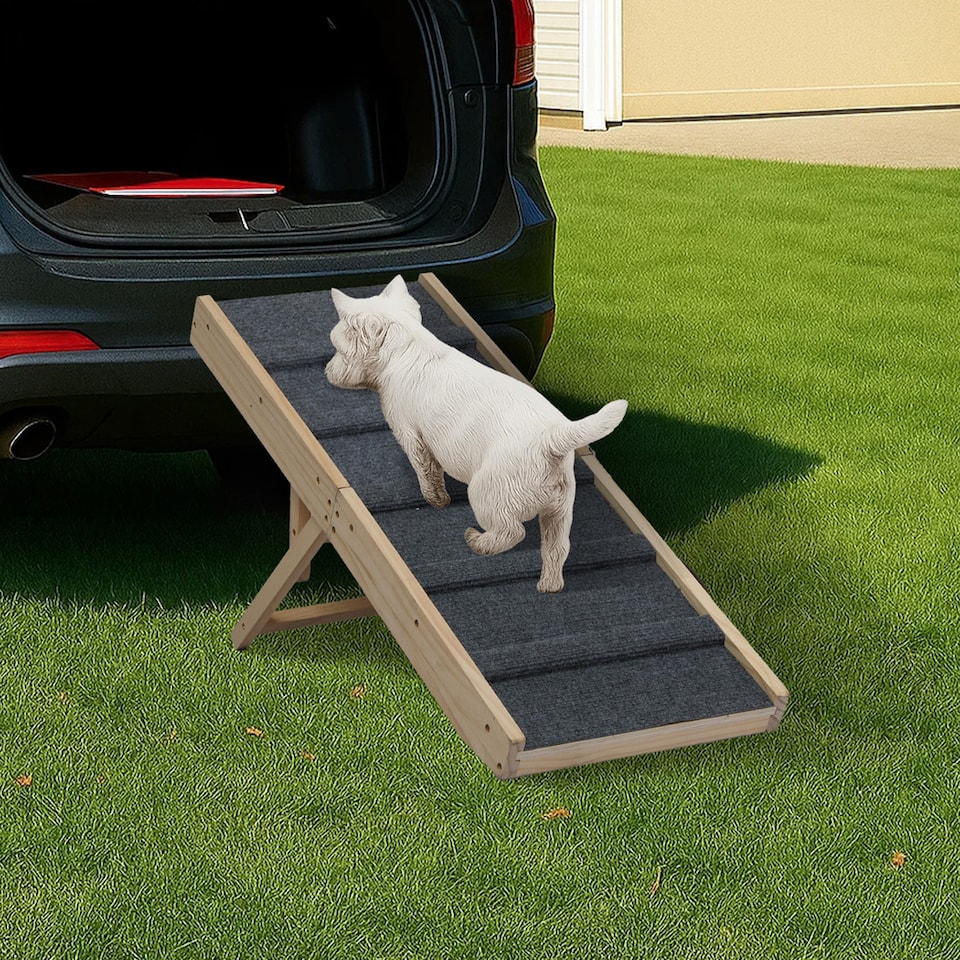 image 1 of Skylos Adjustable Dog Pet Ramp Foldable Stairs Non-Slip Ramp for Car Bed Sofa