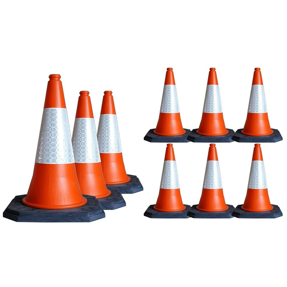 image 1 of 1 x 75cm Indoor Outdoor Self Weighted High Visibility Reflective Orange Street Safety Cones