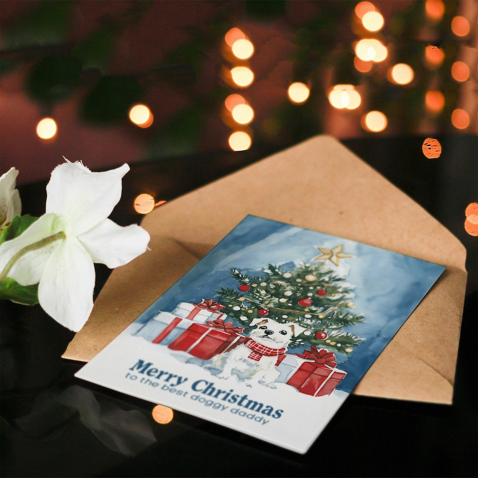 image 1 of To The Best Doggy Daddy Gifts Tree Dog Lover For Him Man Christmas Card