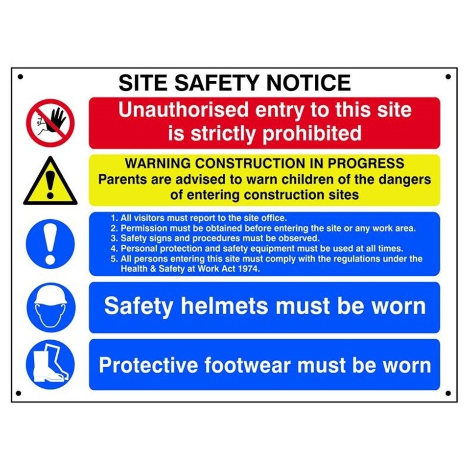 Scan Composite Site Safety Notice - Fmx Sign 800 X 600mm - Multi Colour - 800 x 600mm