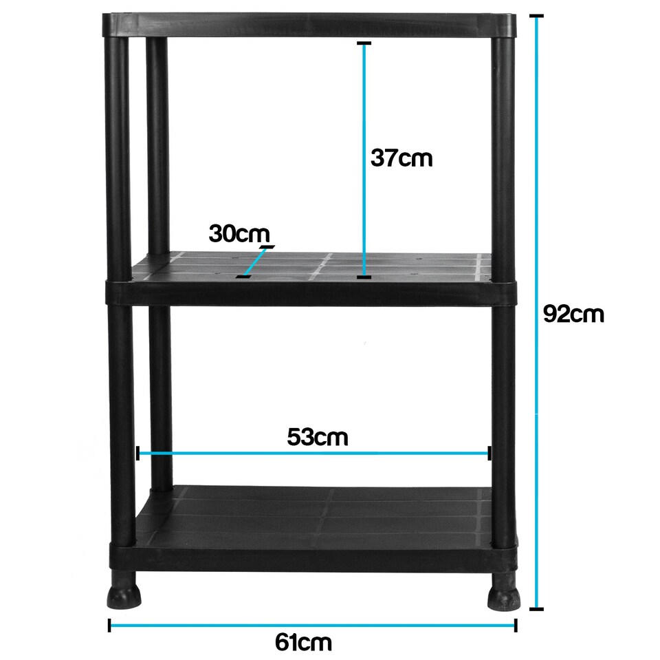 image 1 of TekBox Set of 2x 3 Tier Garage Storage Shelves