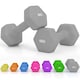 image 1 of SPORTNOW Set of 2 Hexagonal Dumbbells Weights Pair, 2 x 6kg, Grey
