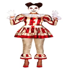 Fancy Dress Adult Womens Red Stripe Clown Costume - L